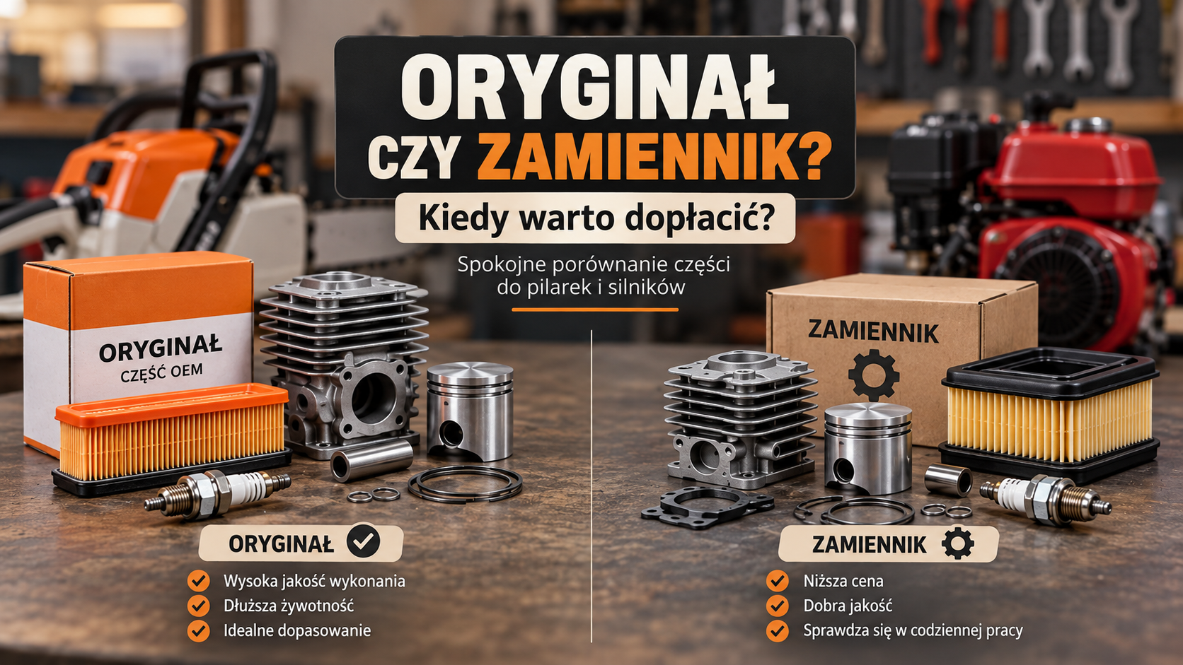 Oryginał czy zamiennik do STIHL i Honda? Kiedy warto dopłacić, a kiedy nie ma sensu
